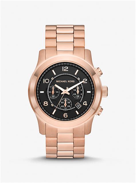 michael kors runway rose gold tone watch|michael kors oversized runway watch.